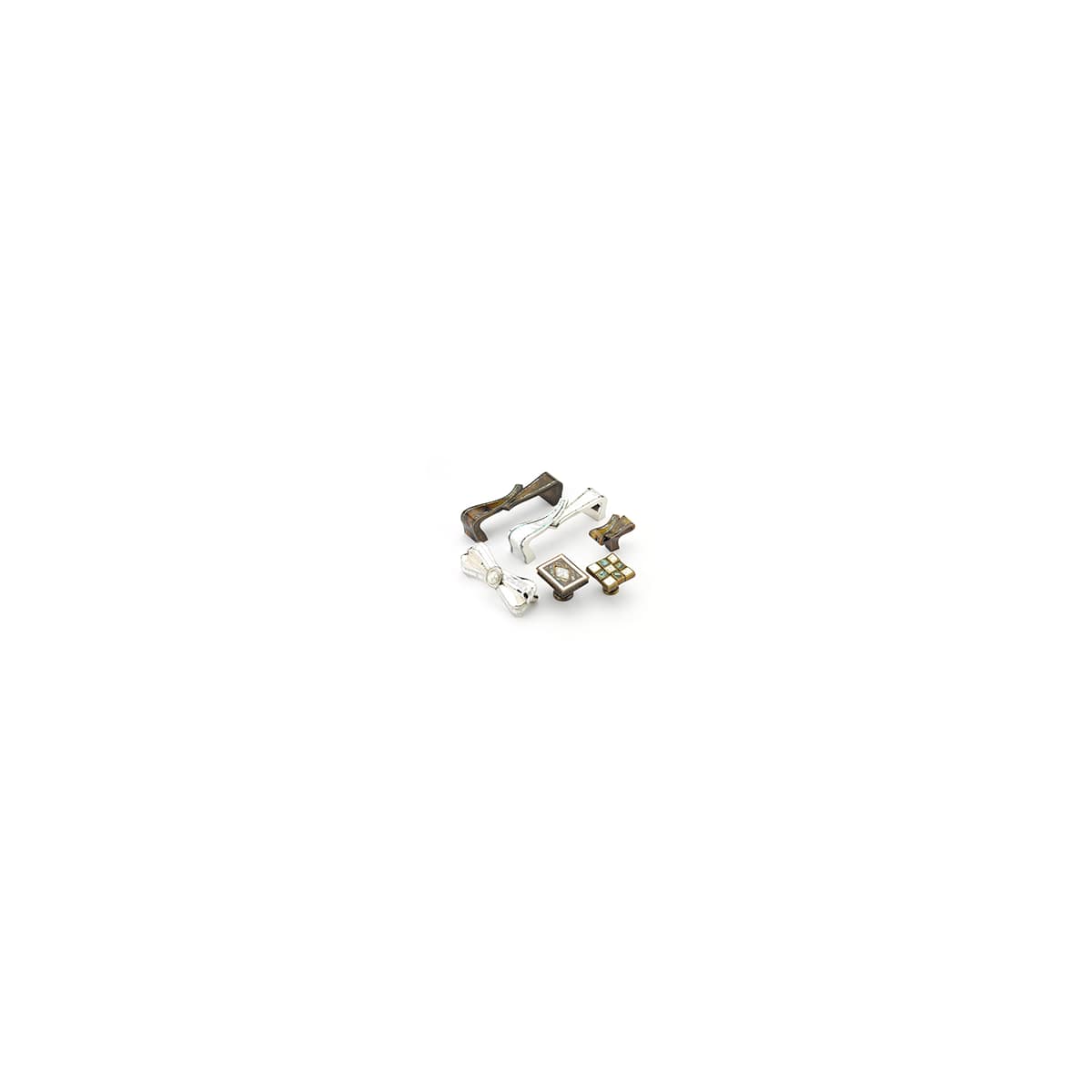 Schaub and Company - 659-YP-AD - Avalon Bay 1-7/8" Rectangular Designer Mosaic Cabinet Knob with Mother Of Pearl Inlay in Yellow Mother of Pearl / Aged Dover