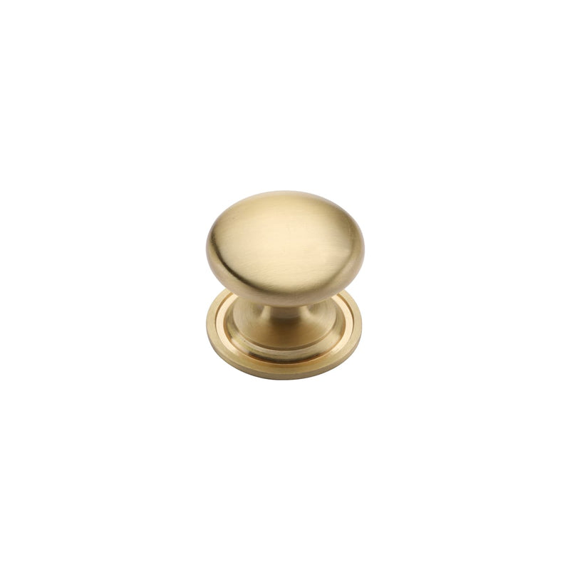 Ashley Norton - MT0113-032-MSB - Solid Brass Round 1-1/4 Inch Mushroom Cabinet Knob with Backplate in Satin Brass