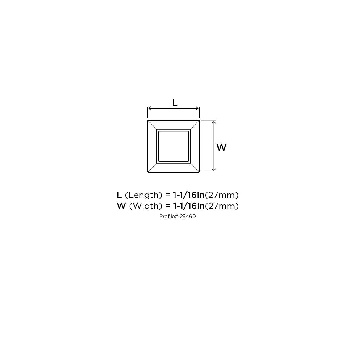 Amerock - BP29460CAS - Abernathy 1-1/16 Inch Square Cabinet Knob in Acrylic/Antique Silver
