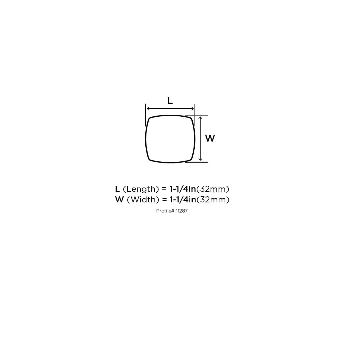 Amerock - 10BX11287G10 - Stature 1-1/4 Inch Square Cabinet Knob - Pack of 10 in Satin Nickel