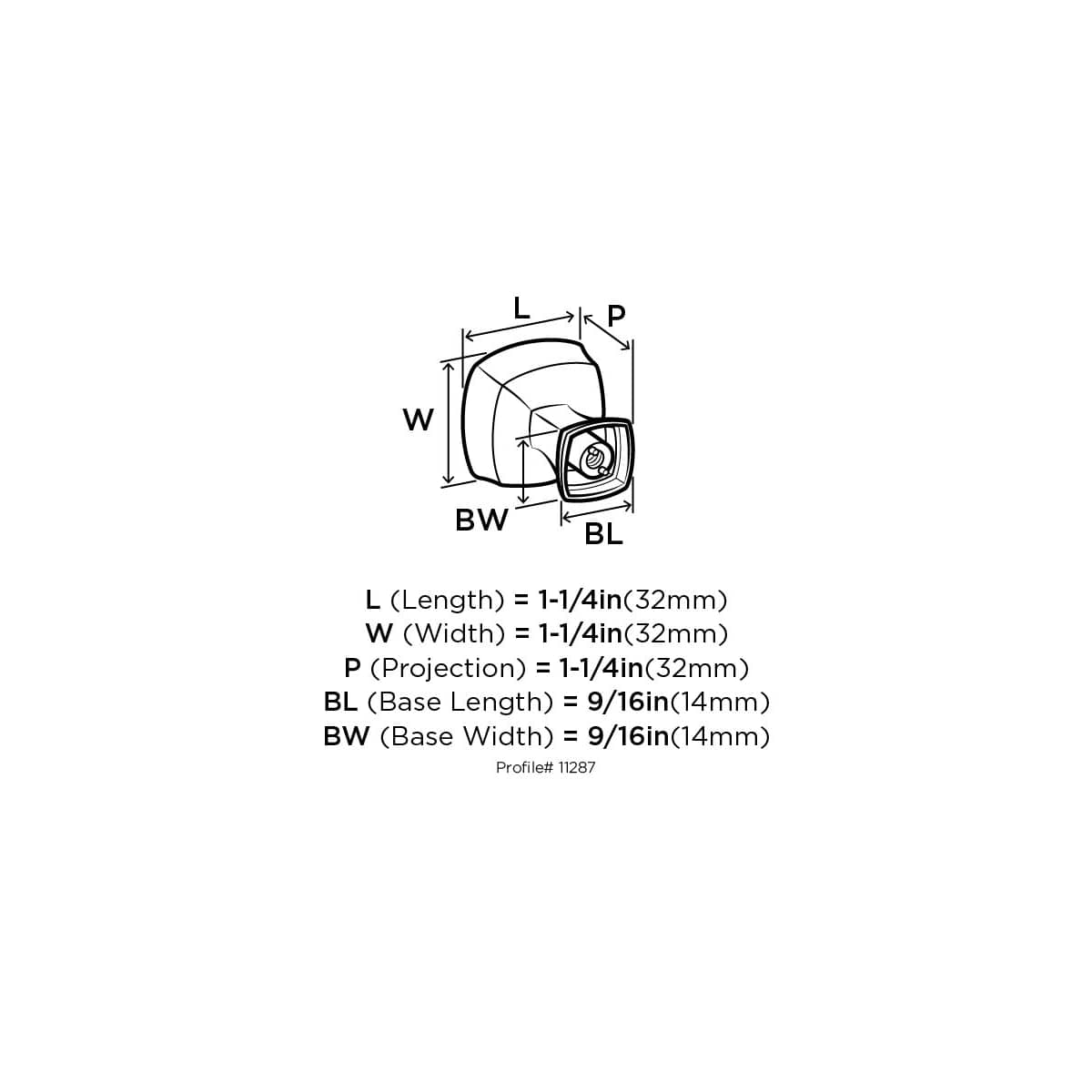 Amerock - 10BX11287G10 - Stature 1-1/4 Inch Square Cabinet Knob - Pack of 10 in Satin Nickel