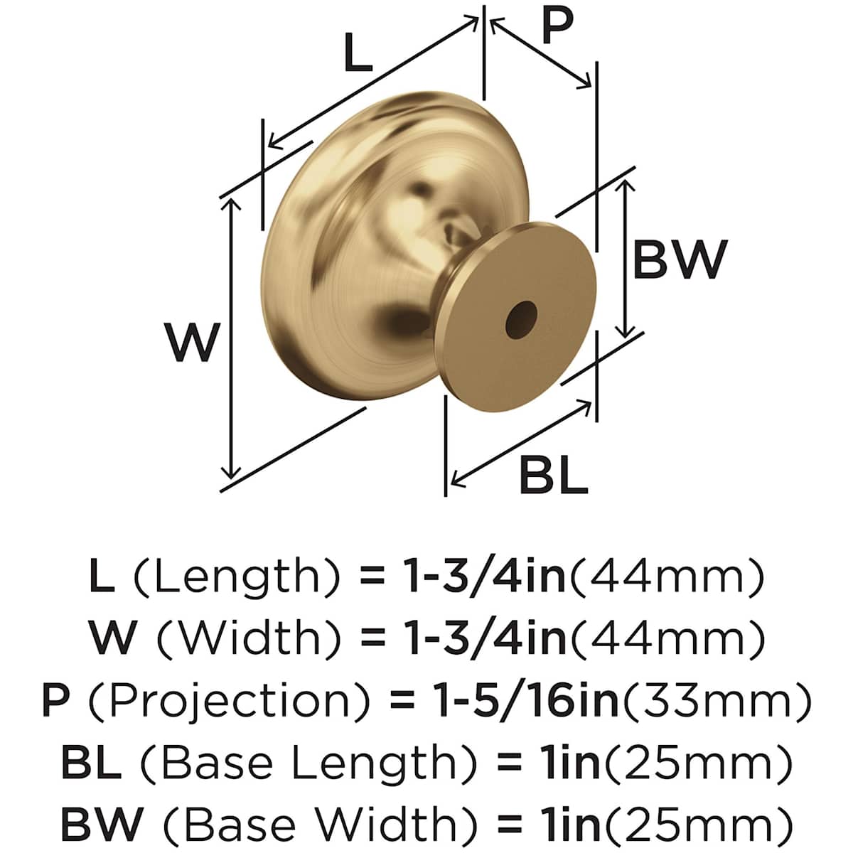 Amerock - BP15862G10 - Inspirations 1-3/4 Inch Mushroom Cabinet Knob in Satin Nickel