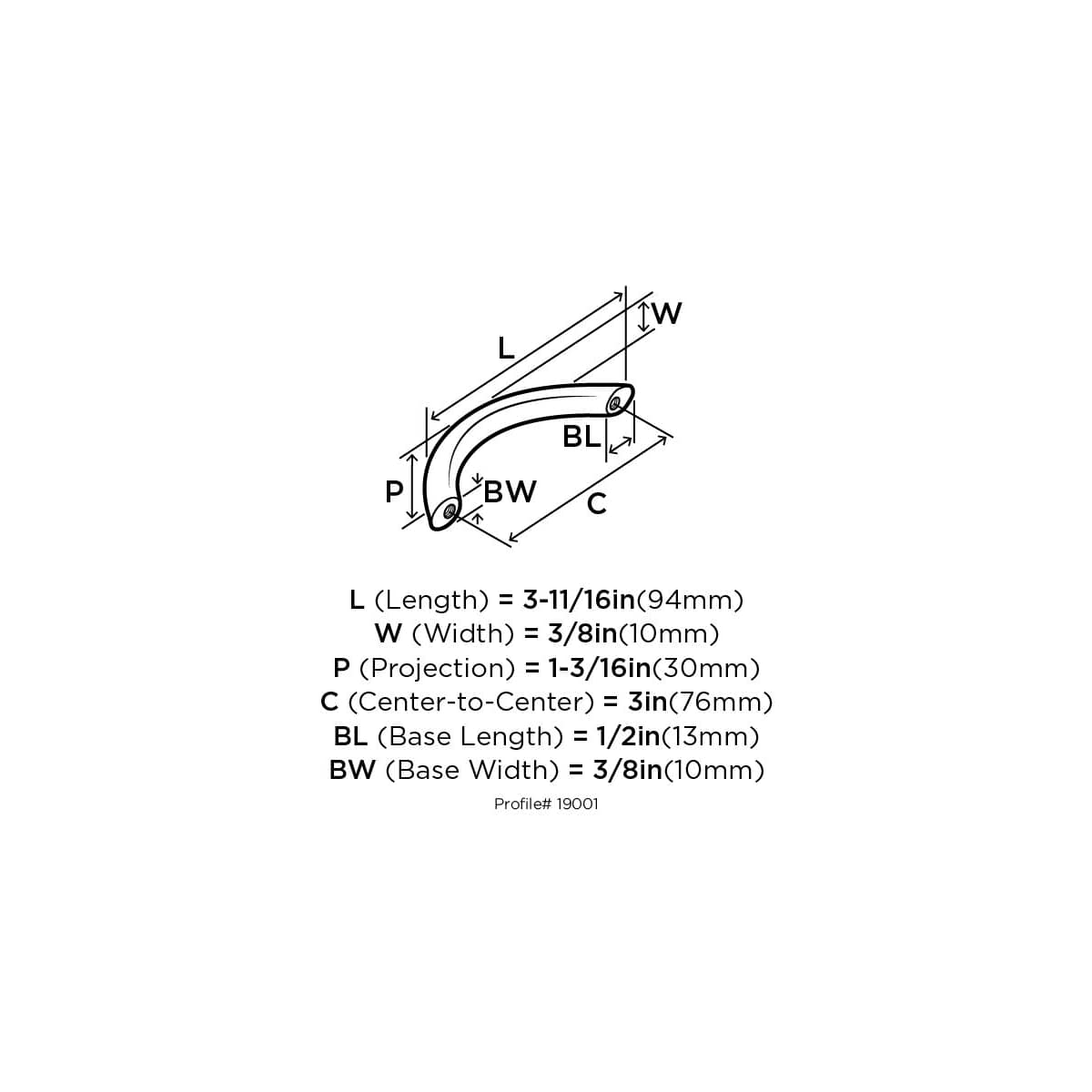Amerock - BP19001SS - Essential'Z Stainless Steel 3 Inch Center to Center Arch Cabinet Pull in Stainless Steel
