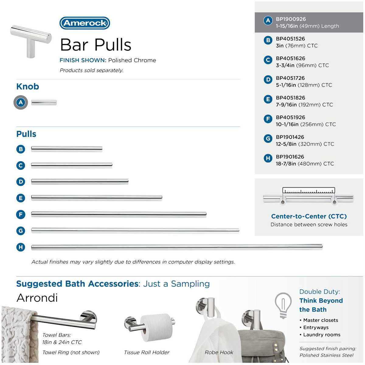 Amerock - BP19009CZ - Bar Pulls 1/2 Inch Bar Cabinet Knob in Champagne Bronze