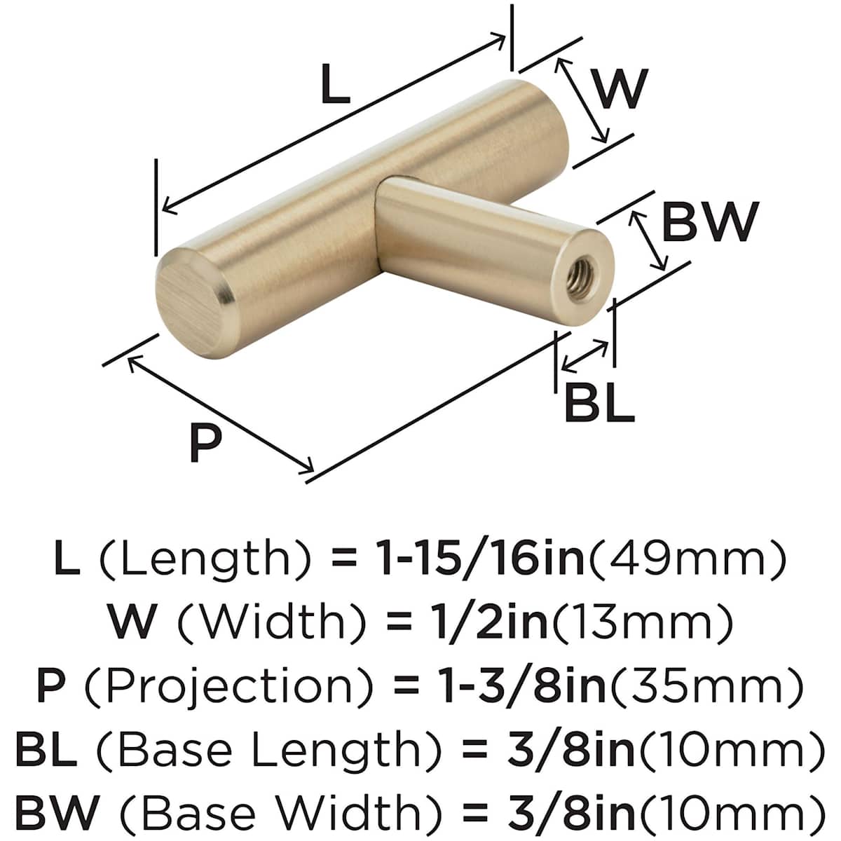 Amerock - BP19009CZ - Bar Pulls 1/2 Inch Bar Cabinet Knob in Champagne Bronze