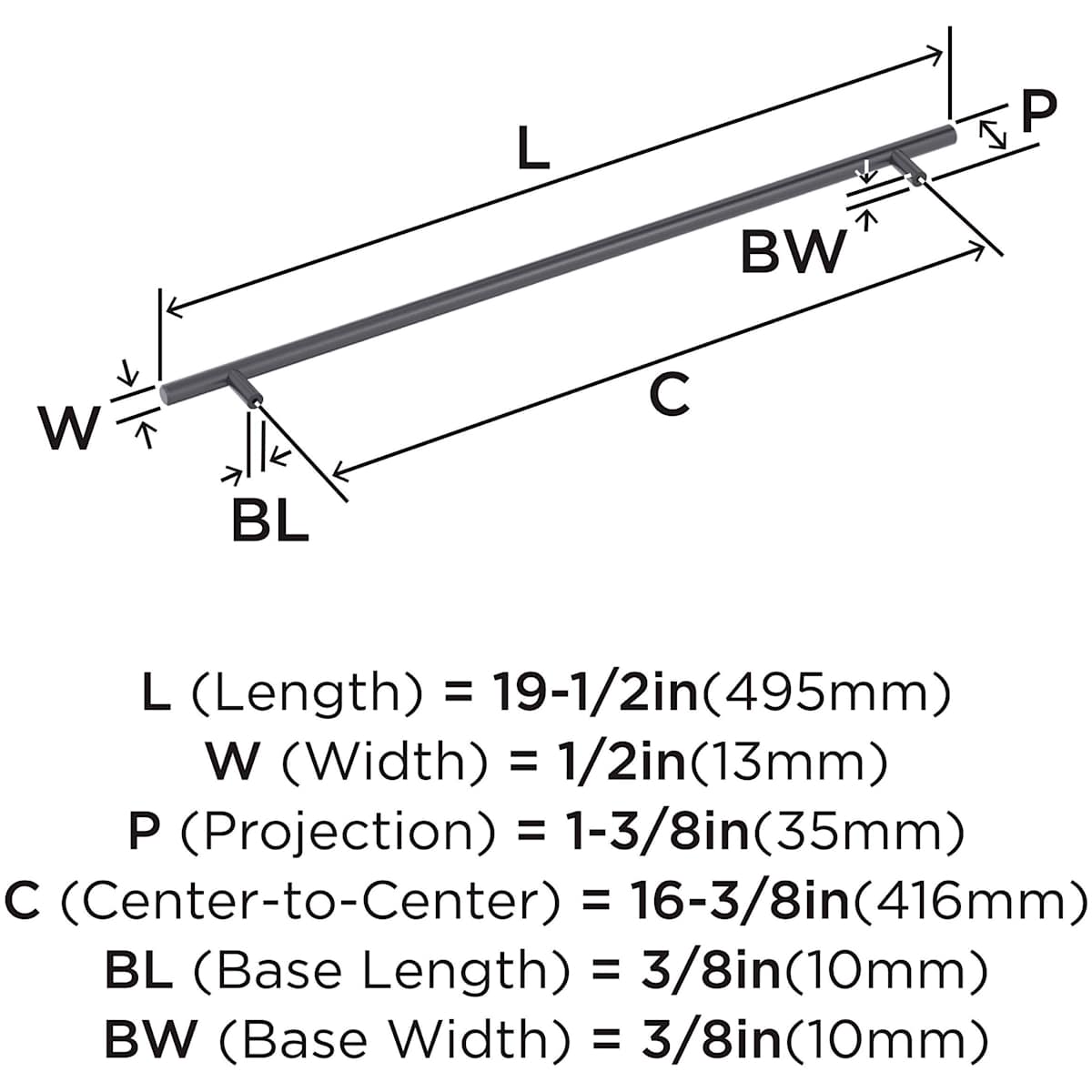 Amerock - BP19015G10 - Bar Pulls 16-3/8 Inch Center to Center Bar Cabinet Pull in Satin Nickel