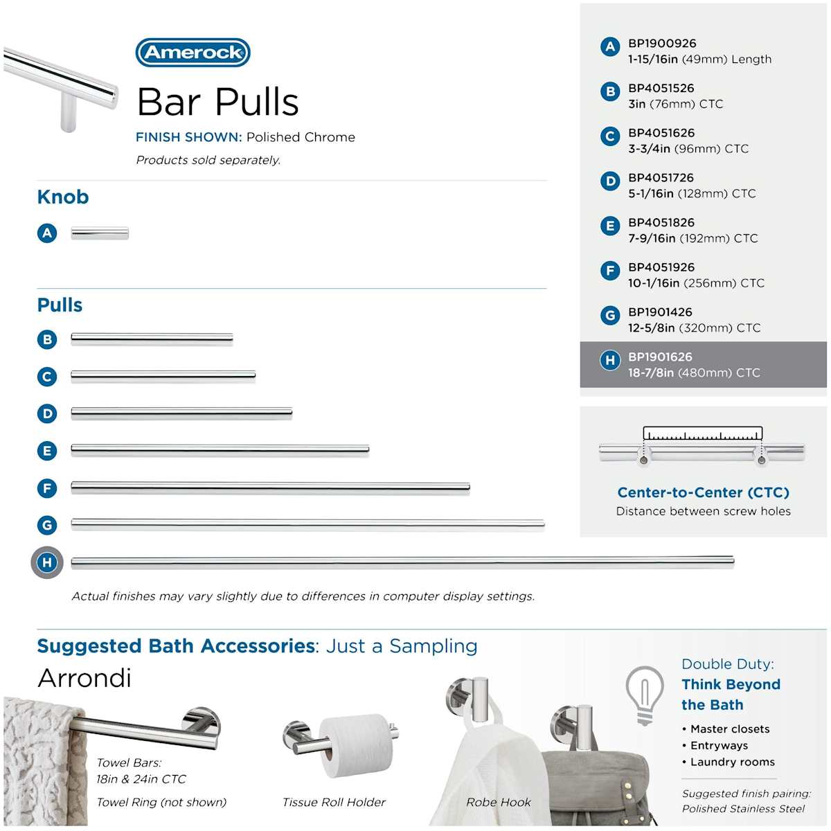 Amerock - BP19016BBZ - Bar Pulls 18-7/8 Inch Center to Center Bar Cabinet Pull in Golden Champagne