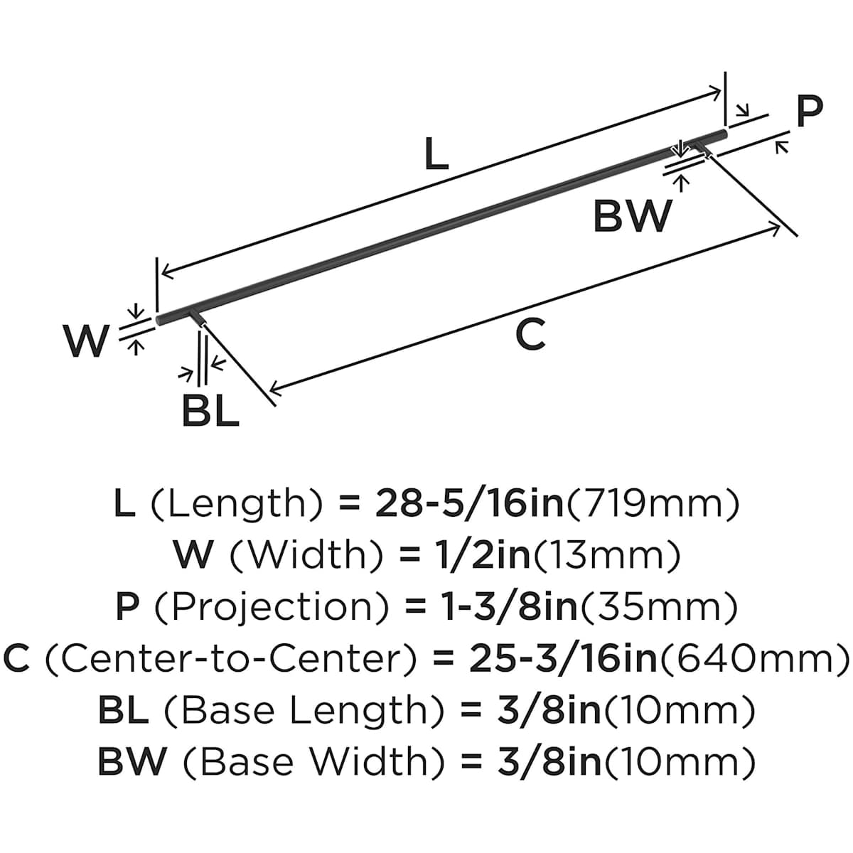Amerock - BP19018PN - Bar Pulls 25-3/16 Inch Center to Center Bar Cabinet Pull in Polished Nickel