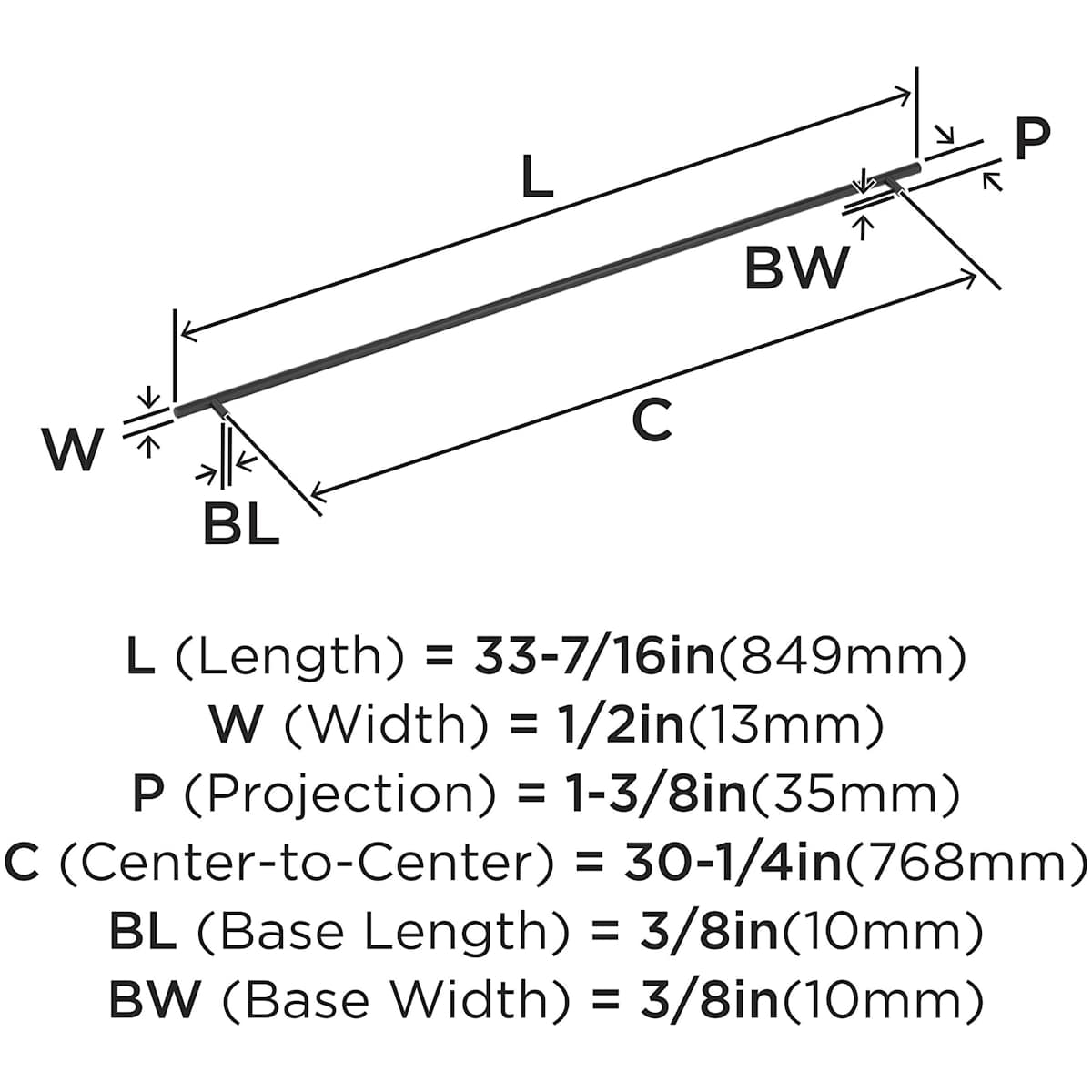 Amerock - BP19019ORB - Bar Pulls 30-1/4 Inch Center to Center Bar Cabinet Pull in Oil Rubbed Bronze