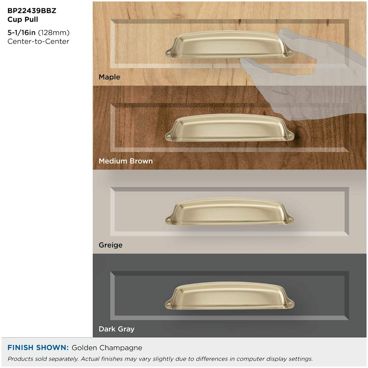 Amerock - BP22439BBZ - Stature 5-1/16 Inch Center to Center Cup Cabinet Pull in Golden Champagne