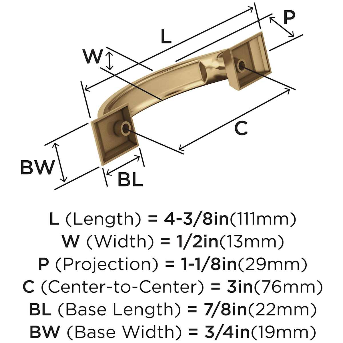 Amerock - BP29349G10 - Candler 3 Inch Center to Center Handle Cabinet Pull in Satin Nickel