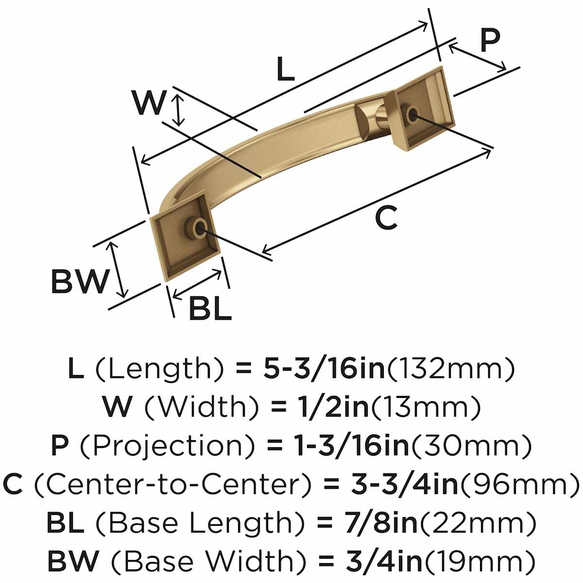 Amerock - BP29355PN - Candler 3-3/4 Inch Center to Center Handle Cabinet Pull in Polished Nickel