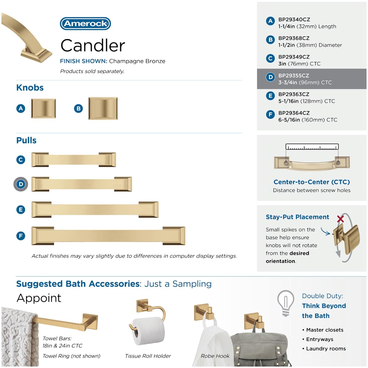 Amerock - BP29355PN - Candler 3-3/4 Inch Center to Center Handle Cabinet Pull in Polished Nickel