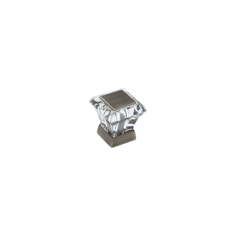 Amerock - BP29460CAS - Abernathy 1-1/16 Inch Square Cabinet Knob in Acrylic/Antique Silver