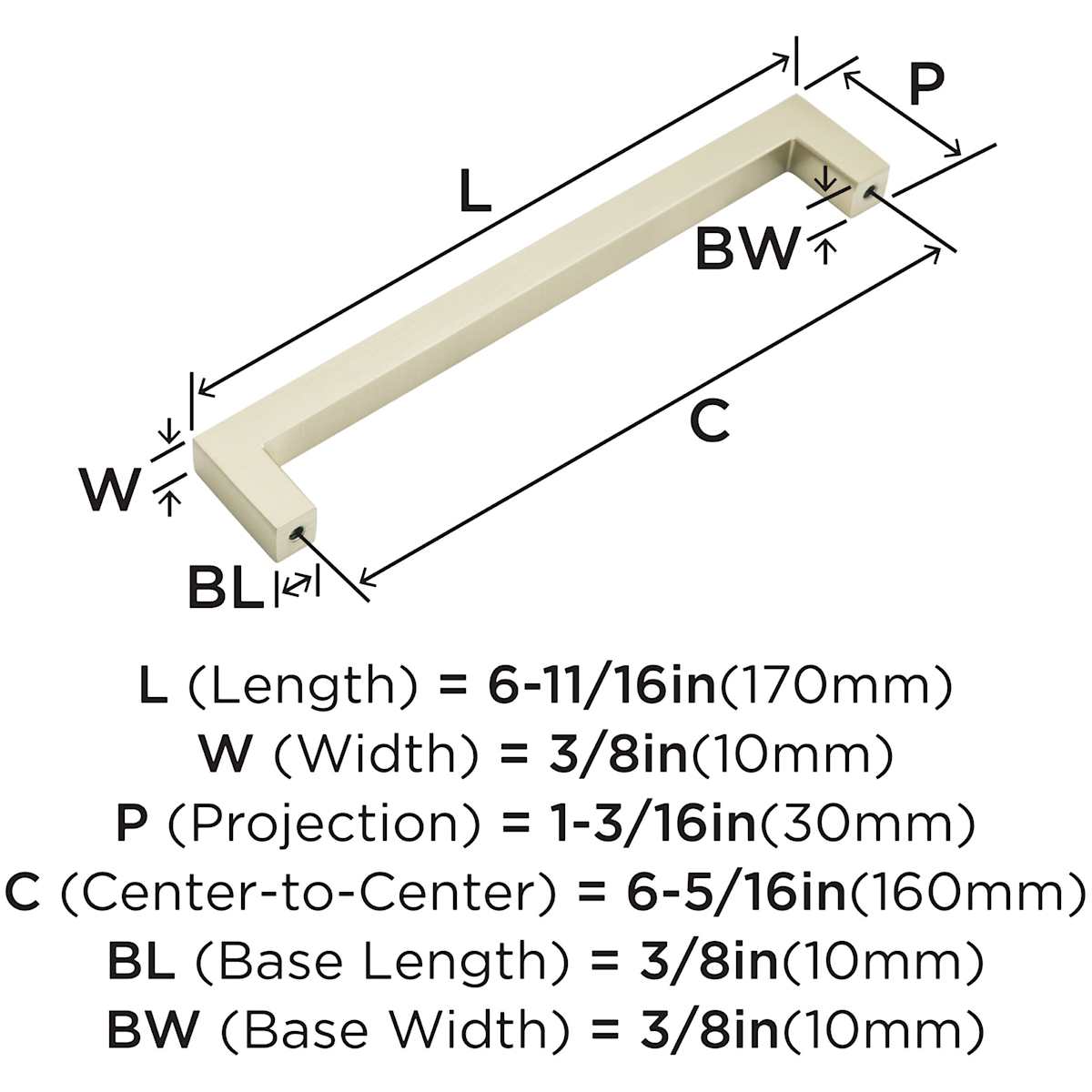 Amerock - BP36572PN - Monument 6-5/16 Inch Center to Center Handle Cabinet Pull in Polished Nickel