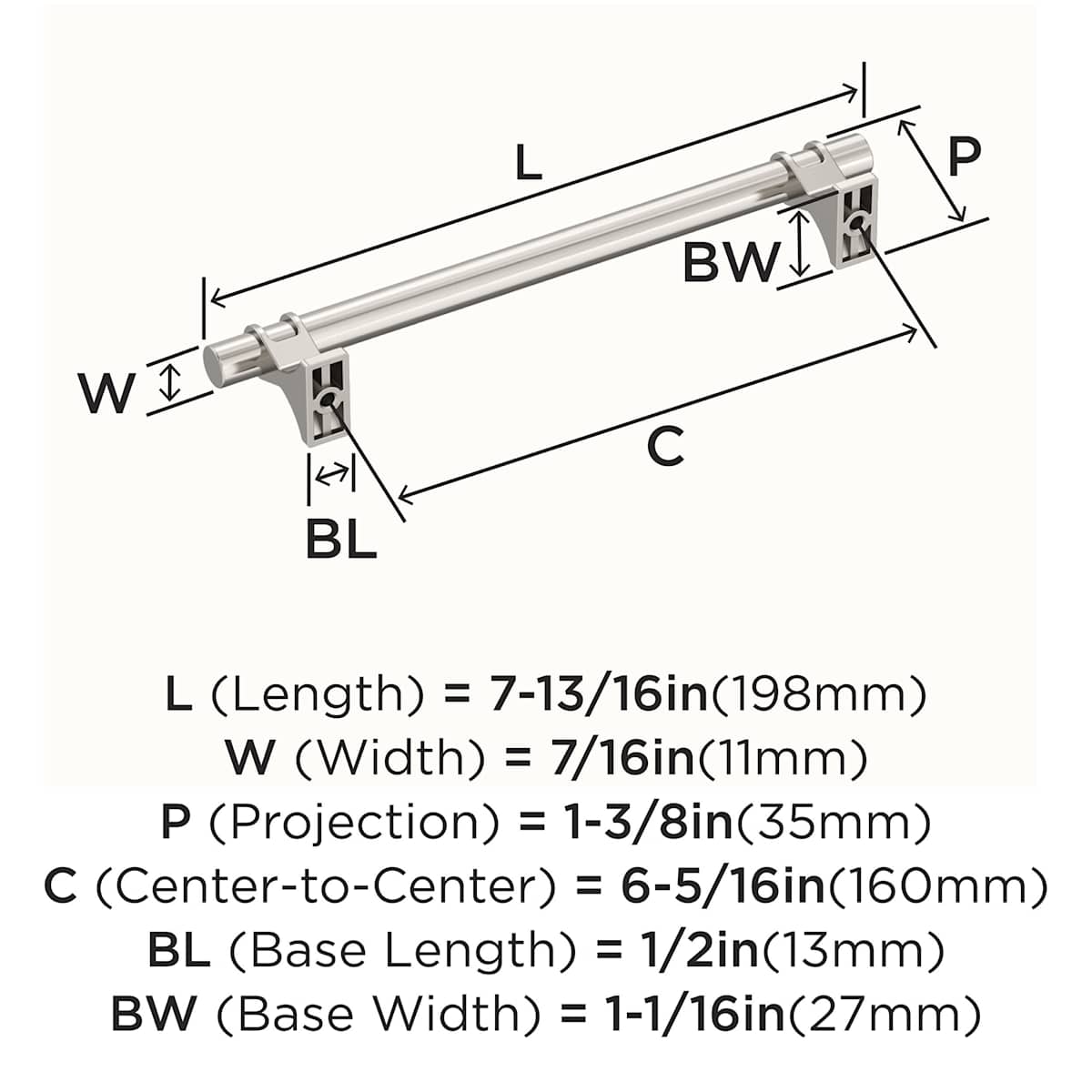 Amerock - BP3660726 - Davenport 6-5/16 Inch Center to Center Bar Cabinet Pull in Polished Chrome