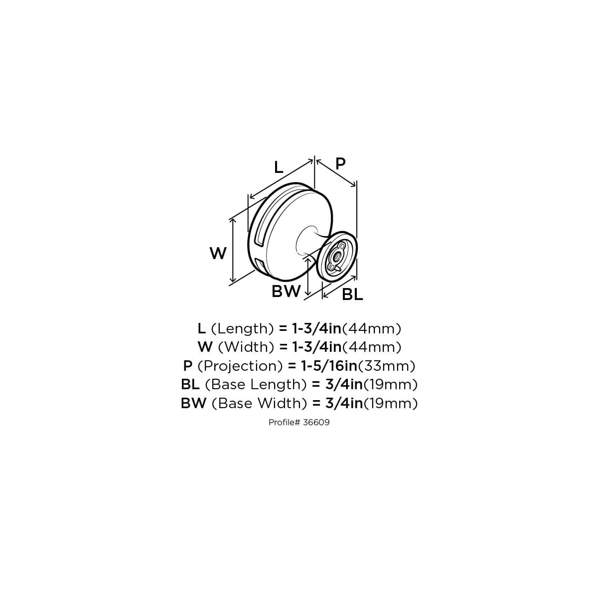 Amerock - BP36609G10FA - Oberon 1-3/4 Inch Mushroom Cabinet Knob in Satin Nickel / Frosted Acrylic