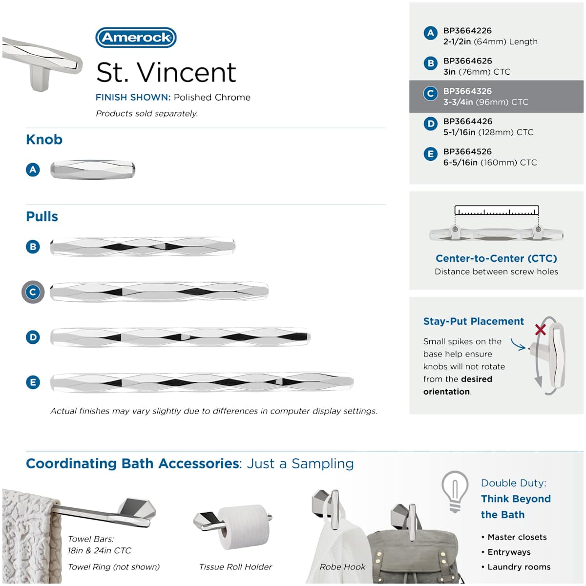 Amerock - BP36643BBR - St. Vincent 3-3/4 Inch Center to Center Bar Cabinet Pull in Black Bronze
