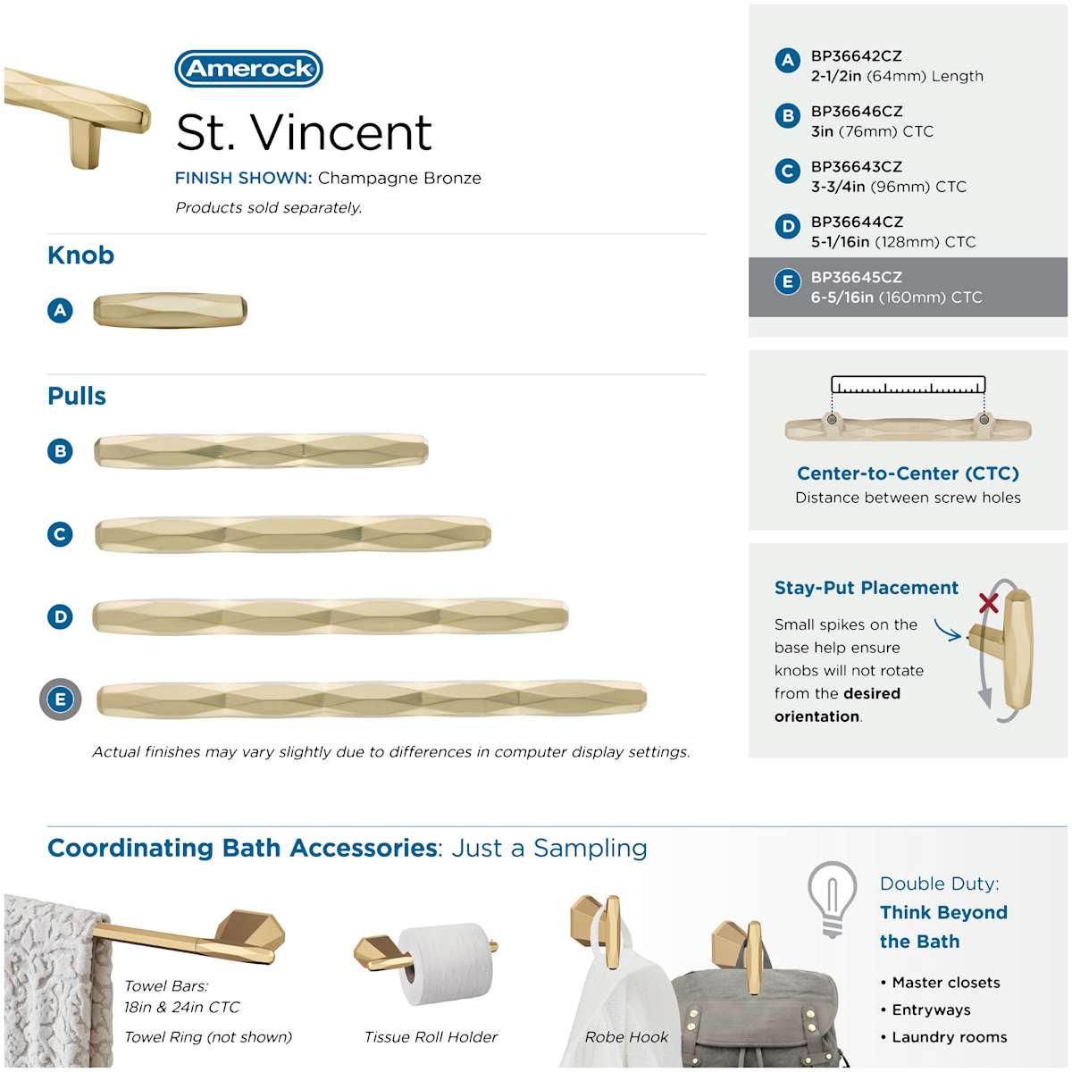 Amerock - BP36645BBR - St. Vincent 6-5/16 Inch Center to Center Bar Cabinet Pull in Black Bronze