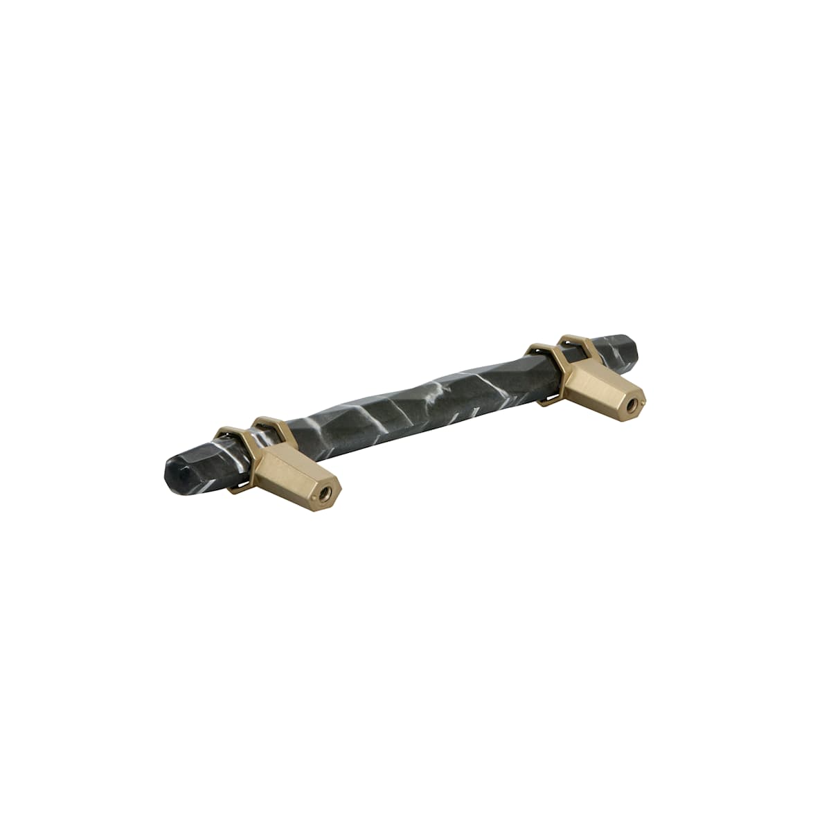 Amerock - BP36649MWBBZ - Carrione 5-1/16 Inch Center to Center Designer Cabinet Pull in Marble White / Golden Champagne