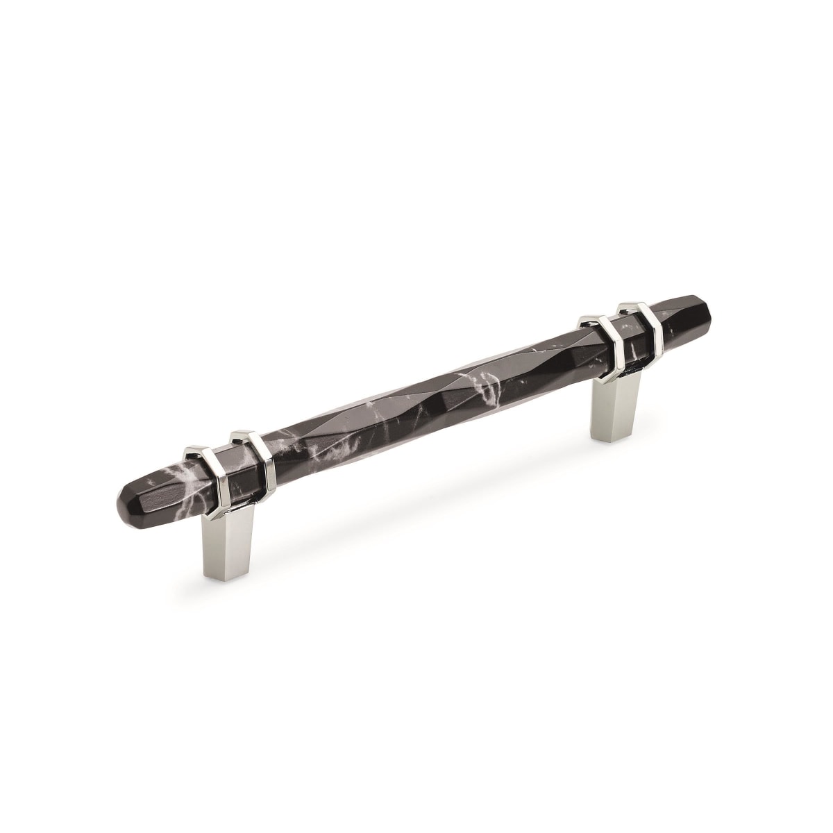 Amerock - BP36649MBKPN - Carrione 5-1/16 Inch Center to Center Designer Cabinet Pull in Marble Black / Polished Nickel