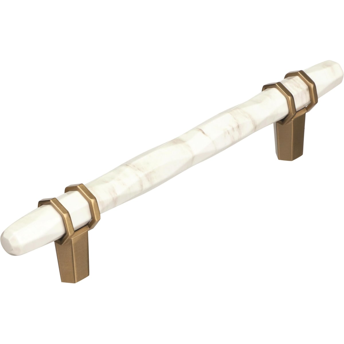 Amerock - BP36649MWBBZ - Carrione 5-1/16 Inch Center to Center Designer Cabinet Pull in Marble White / Golden Champagne