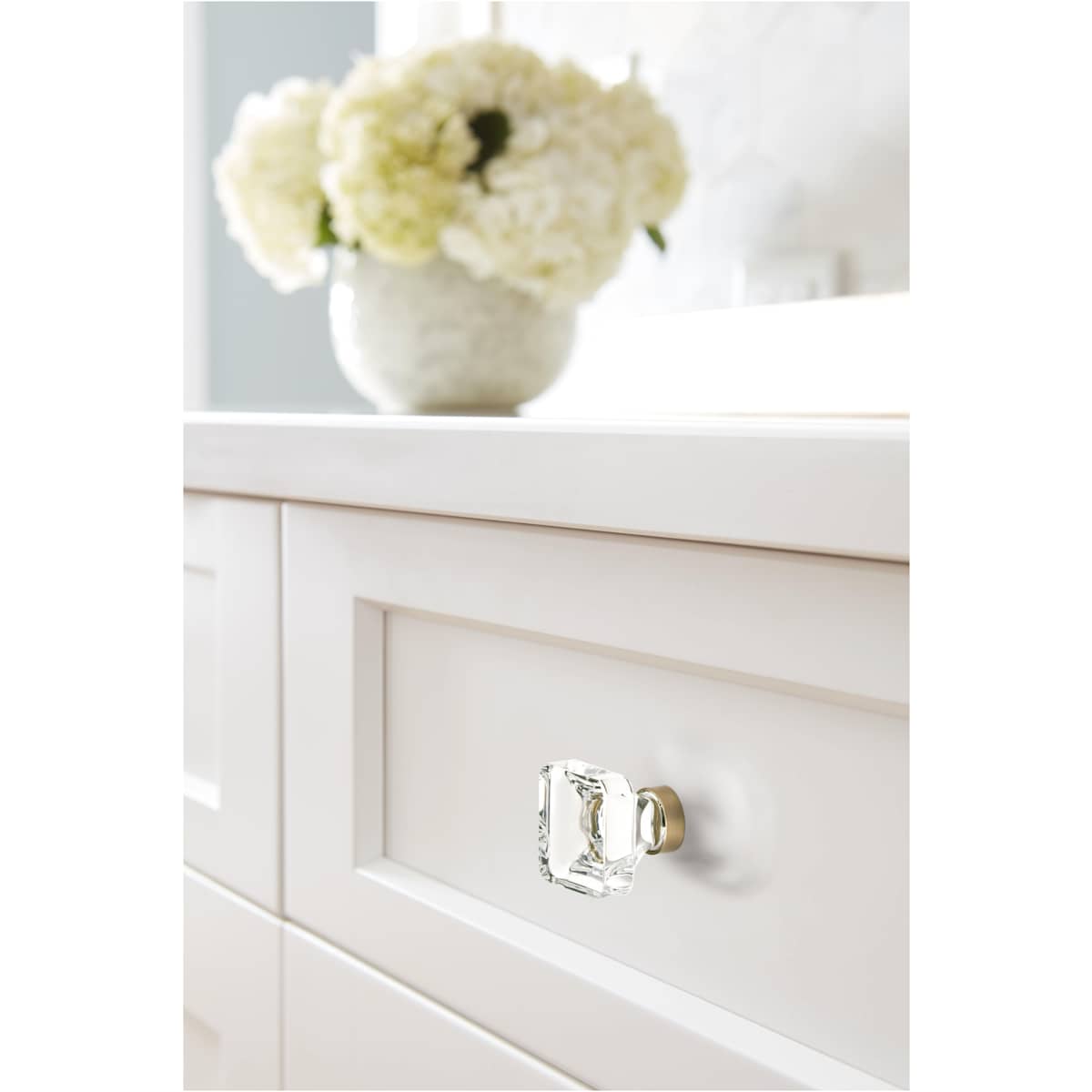 Amerock - BP36653CG10 - Glacio 1-3/8 Inch Square Cabinet Knob in Crystal / Satin Nickel