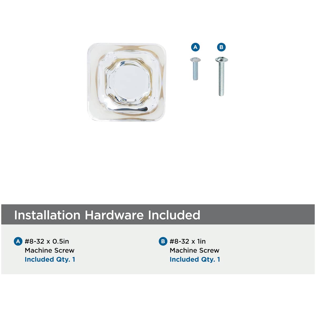 Amerock - BP36653CG10 - Glacio 1-3/8 Inch Square Cabinet Knob in Crystal / Satin Nickel