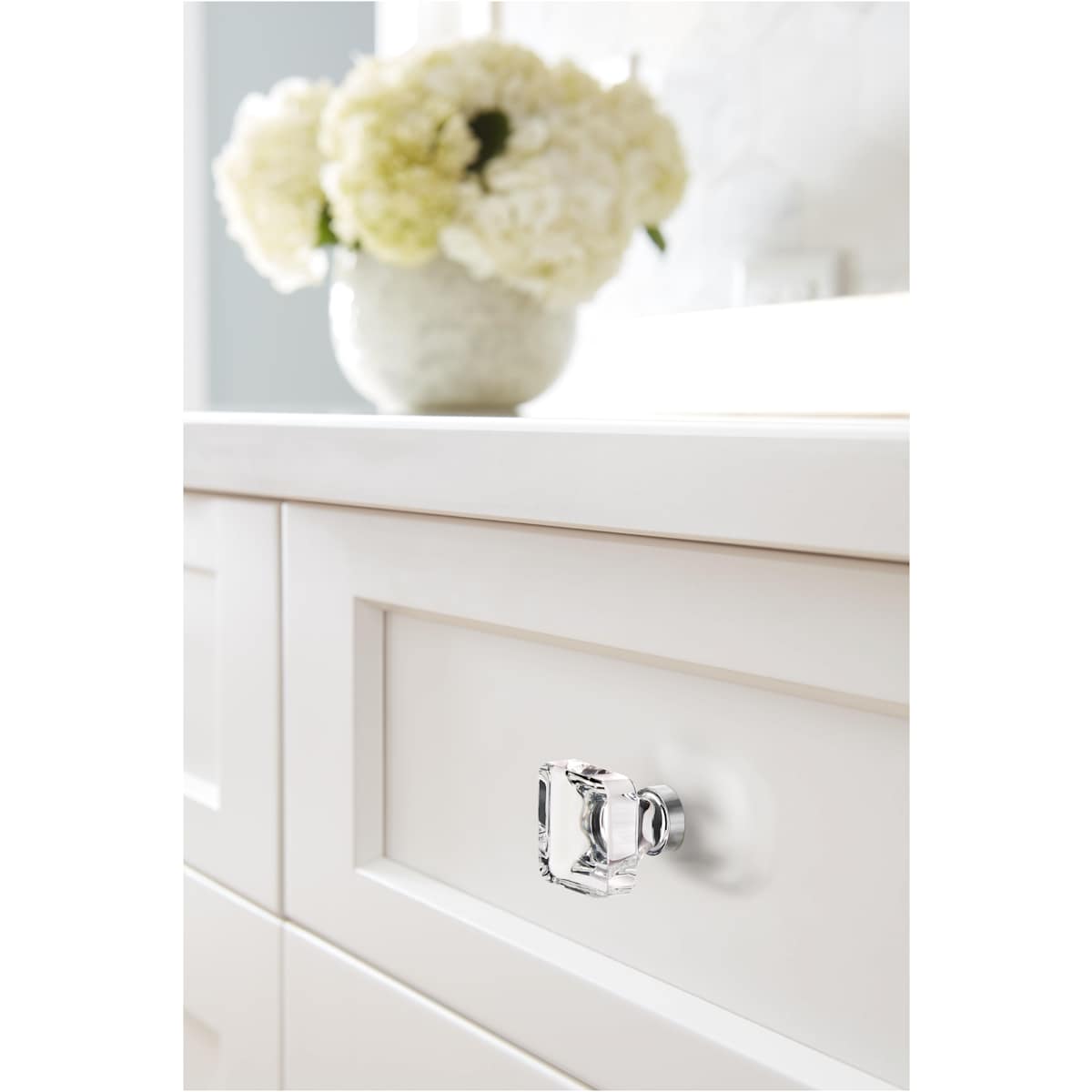 Amerock - BP36653CG10 - Glacio 1-3/8 Inch Square Cabinet Knob in Crystal / Satin Nickel