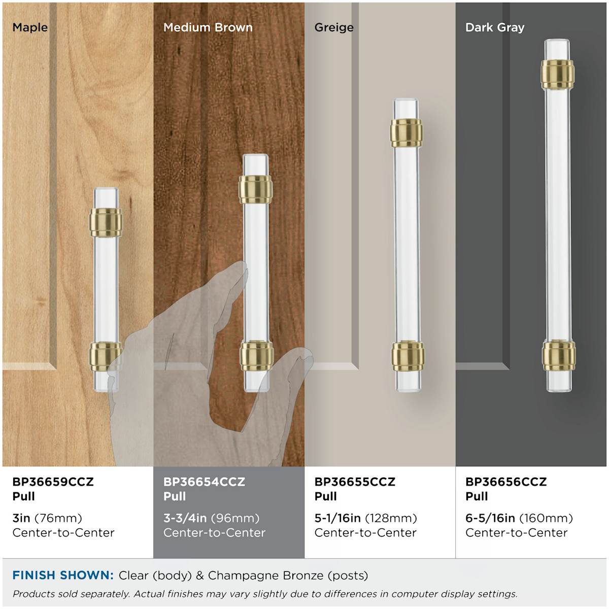 Amerock - BP36654CCZ - Glacio 3-3/4 Inch Center to Center Bar Cabinet Pull in Champagne Bronze
