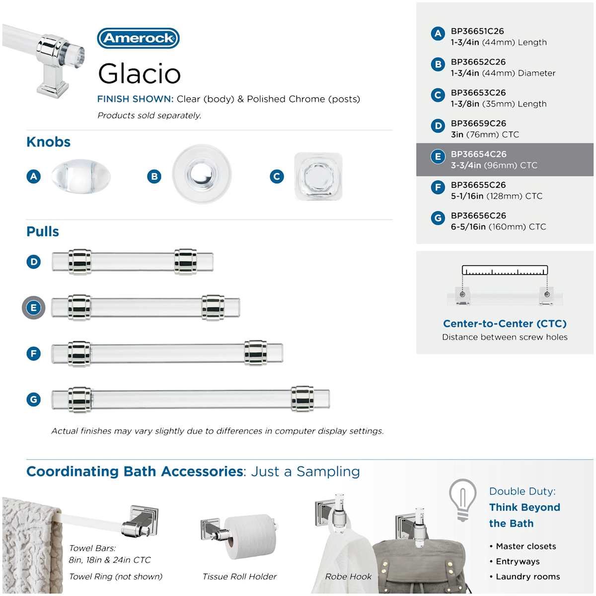 Amerock - BP36654CCZ - Glacio 3-3/4 Inch Center to Center Bar Cabinet Pull in Champagne Bronze