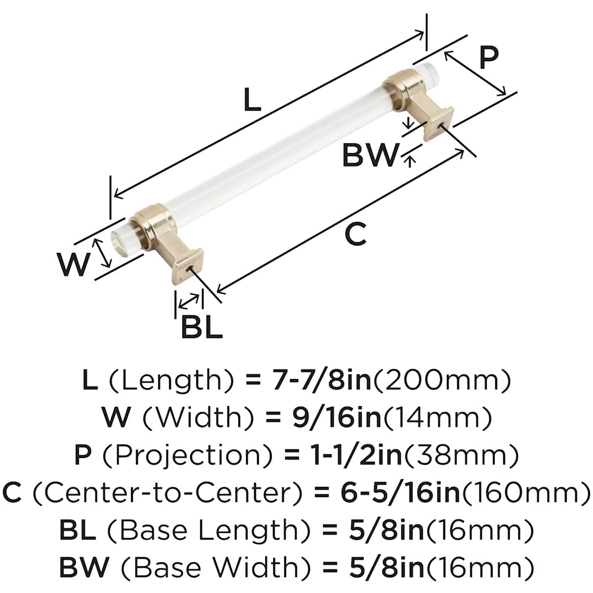Amerock - BP36656C26 - Glacio 6-5/16 Inch Center to Center Bar Cabinet Pull in Polished Chrome