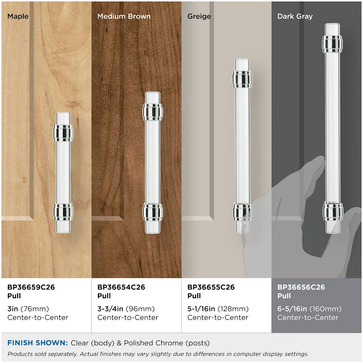 Amerock - BP36656C26 - Glacio 6-5/16 Inch Center to Center Bar Cabinet Pull in Polished Chrome