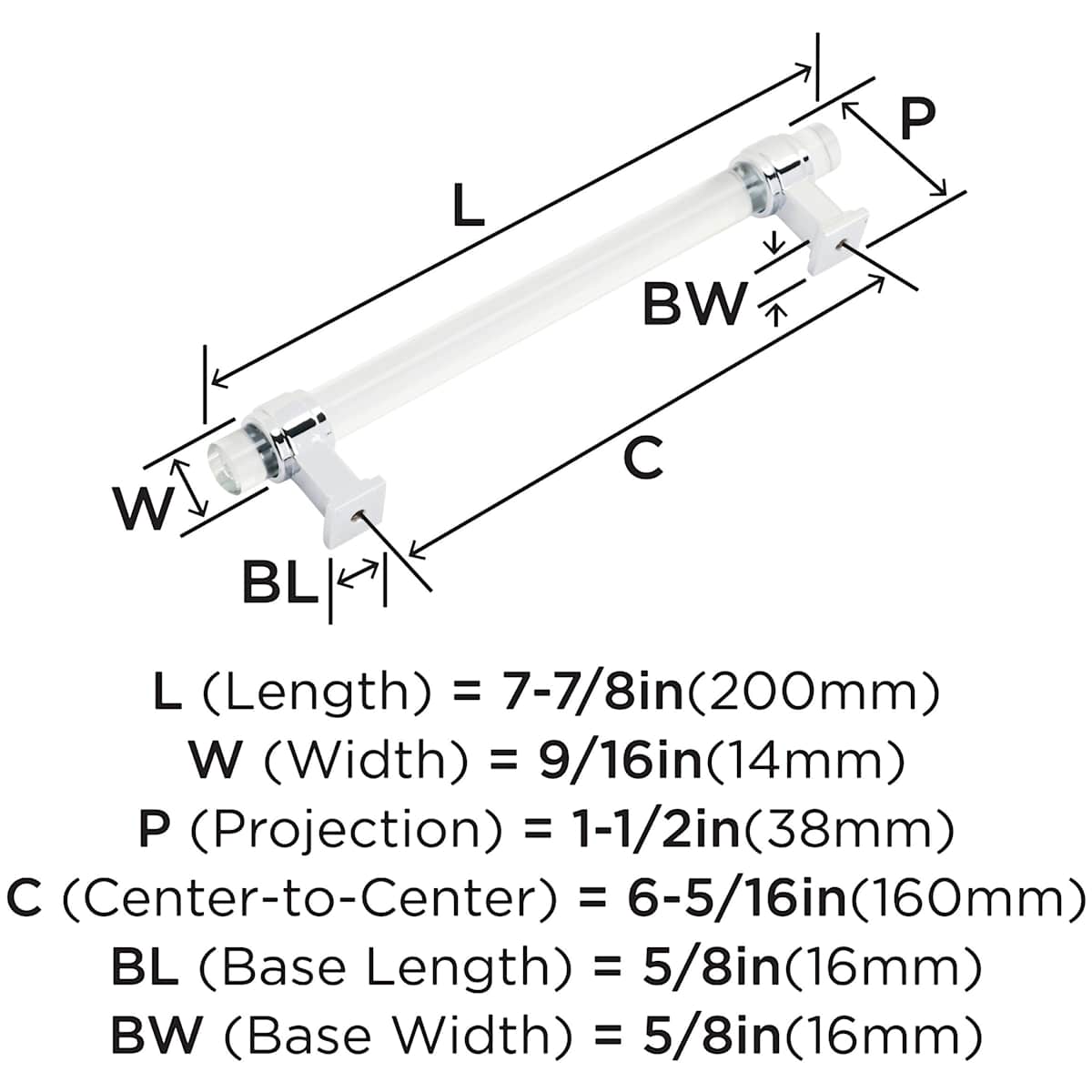 Amerock - BP36656C26 - Glacio 6-5/16 Inch Center to Center Bar Cabinet Pull in Polished Chrome