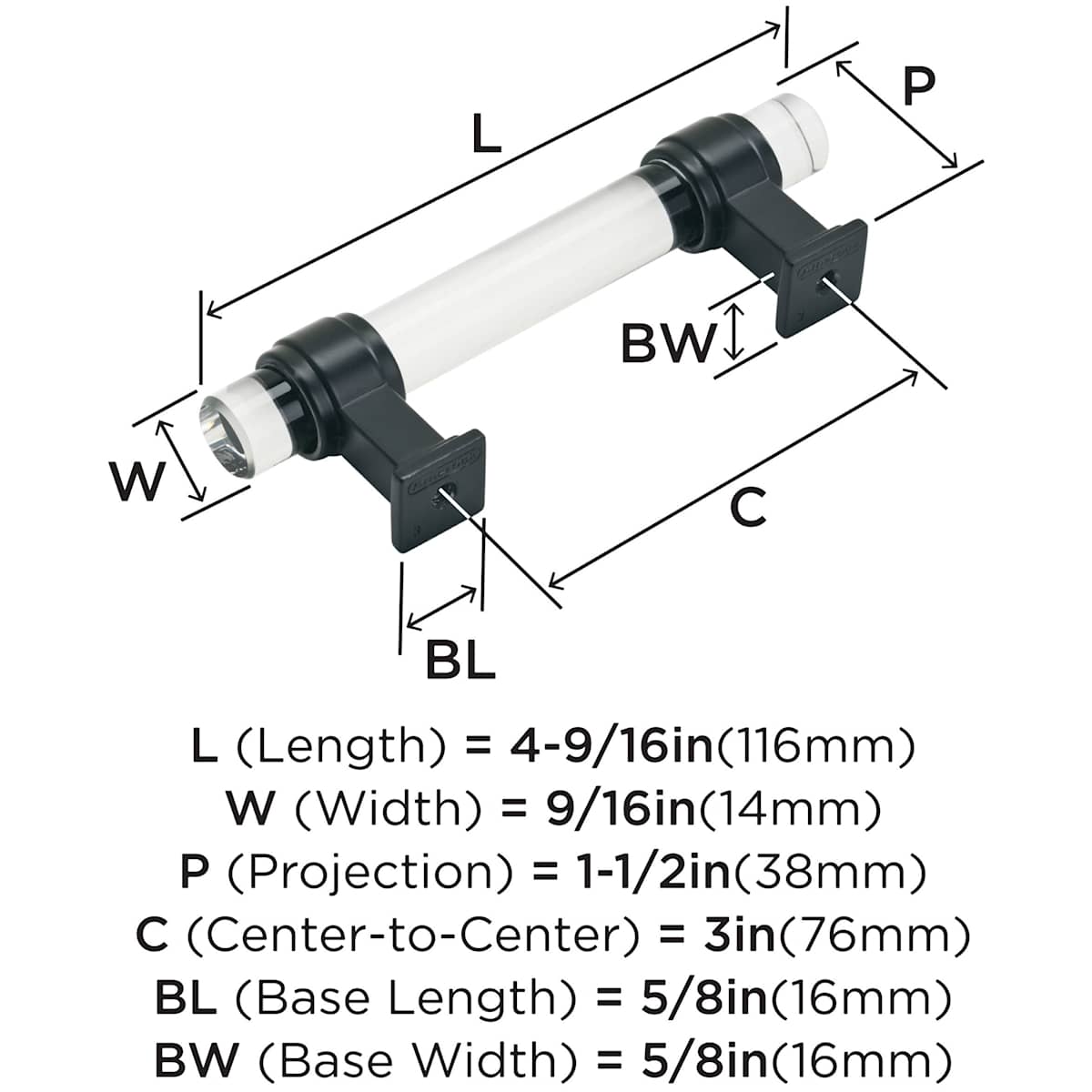 Amerock - BP36659CPN - Glacio 3 Inch Center to Center Bar Cabinet Pull in Polished Nickel