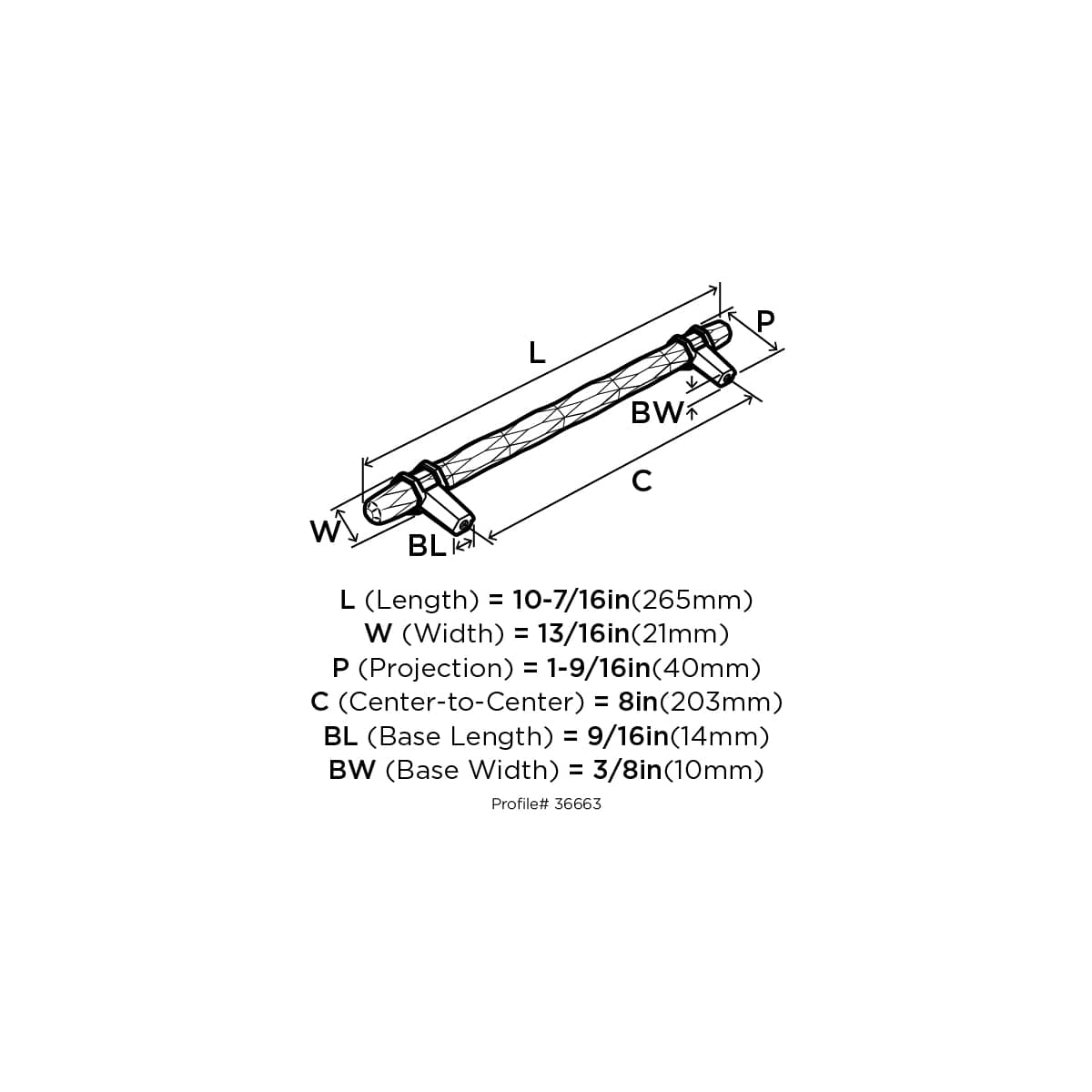 Amerock - BP36663PNBBR - Carrione 8 Inch Center to Center Designer Cabinet Pull in Polished Nickel / Black Bronze