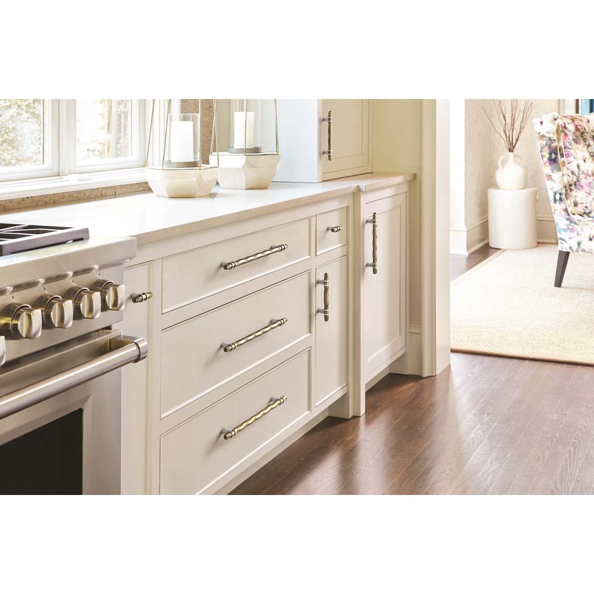Amerock - BP36664MBKPN - Carrione 10-1/16 Inch Center to Center Designer Cabinet Pull in Marble Black / Polished Nickel