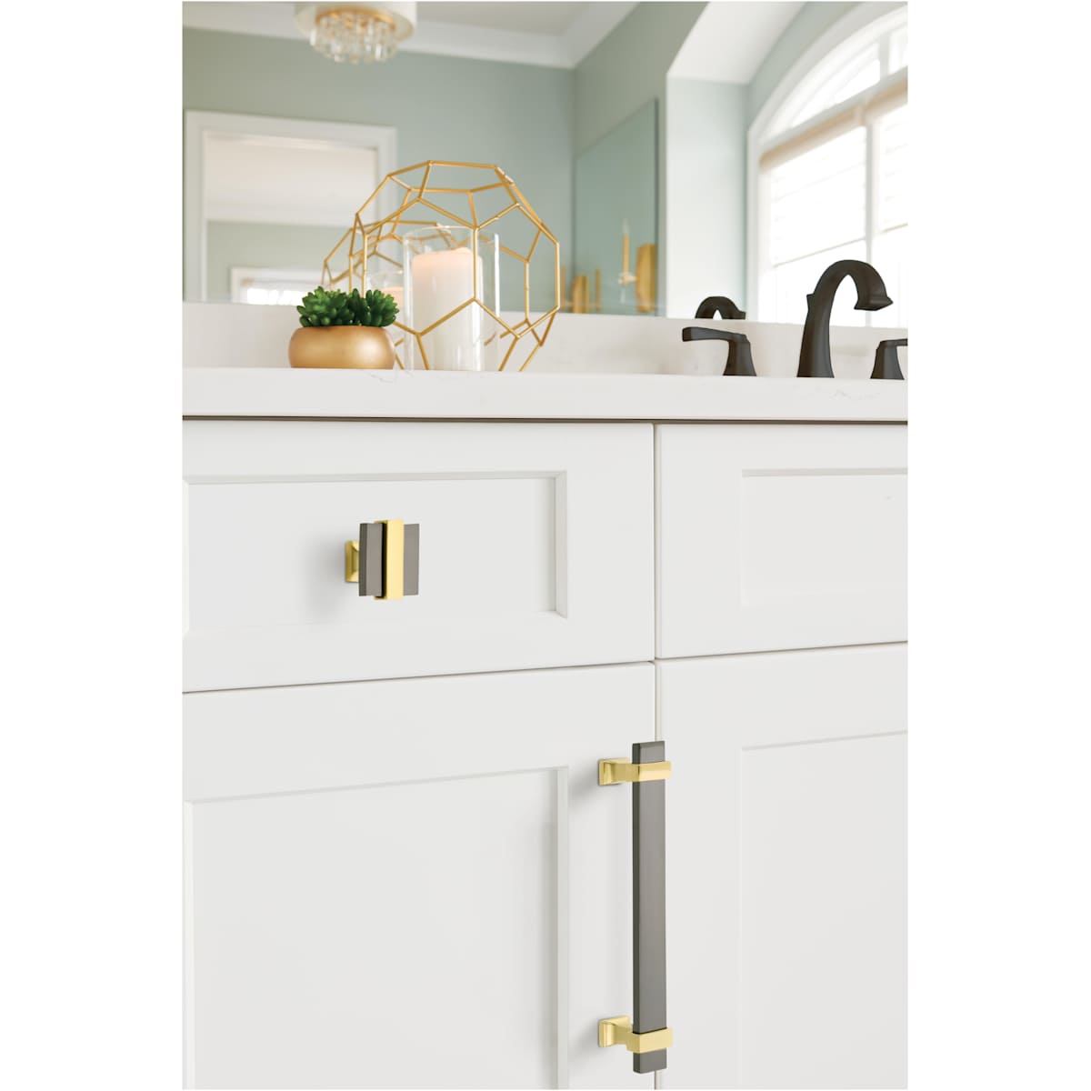 Amerock - BP36680BMBCZ - Overton 1-5/16 Inch Square Cabinet Knob in Brushed Matte Black / Champagne Bronze