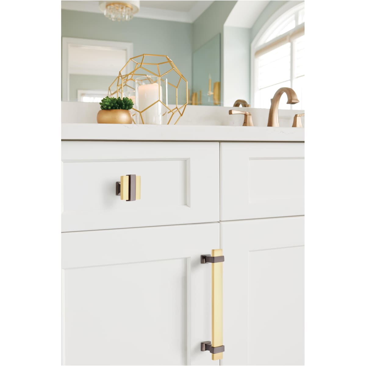 Amerock - BP36680BMBCZ - Overton 1-5/16 Inch Square Cabinet Knob in Brushed Matte Black / Champagne Bronze