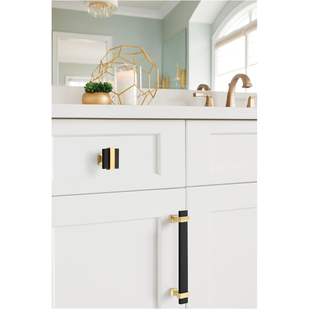 Amerock - BP36680BMBCZ - Overton 1-5/16 Inch Square Cabinet Knob in Brushed Matte Black / Champagne Bronze