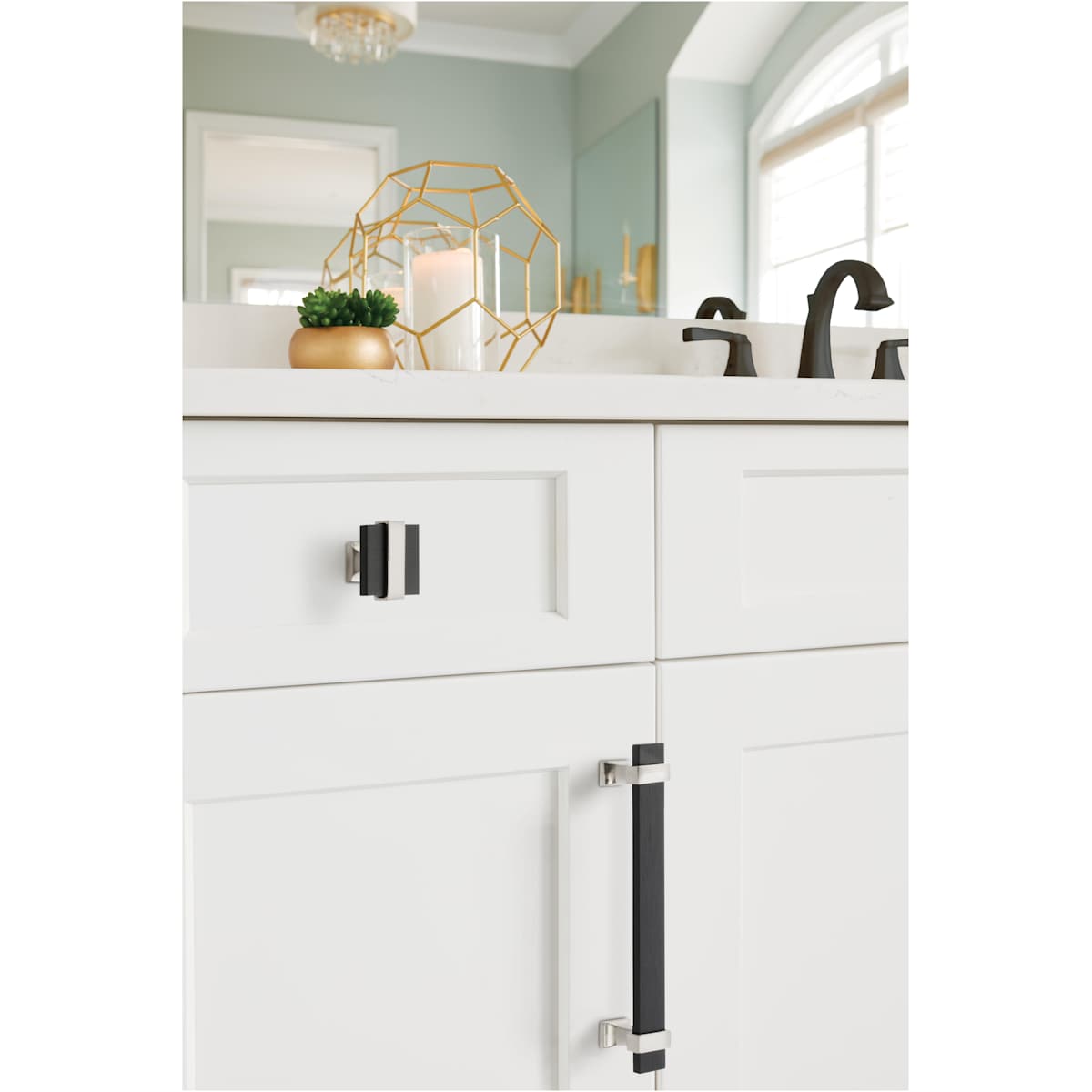 Amerock - BP36680BMBCZ - Overton 1-5/16 Inch Square Cabinet Knob in Brushed Matte Black / Champagne Bronze
