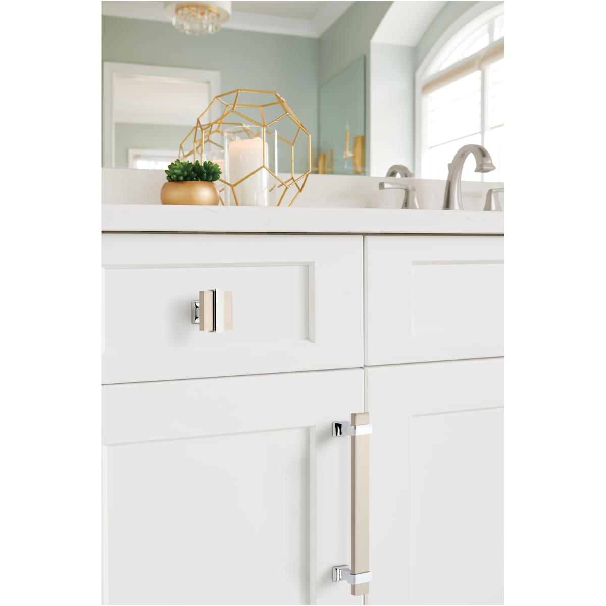 Amerock - BP36680BMBCZ - Overton 1-5/16 Inch Square Cabinet Knob in Brushed Matte Black / Champagne Bronze