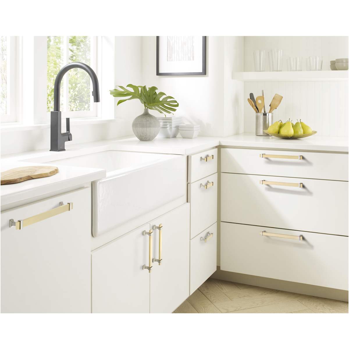 Amerock - BP36681BBZG10 - Overton 3-3/4 Inch Center to Center Bar Cabinet Pull in Golden Champagne / Satin Nickel