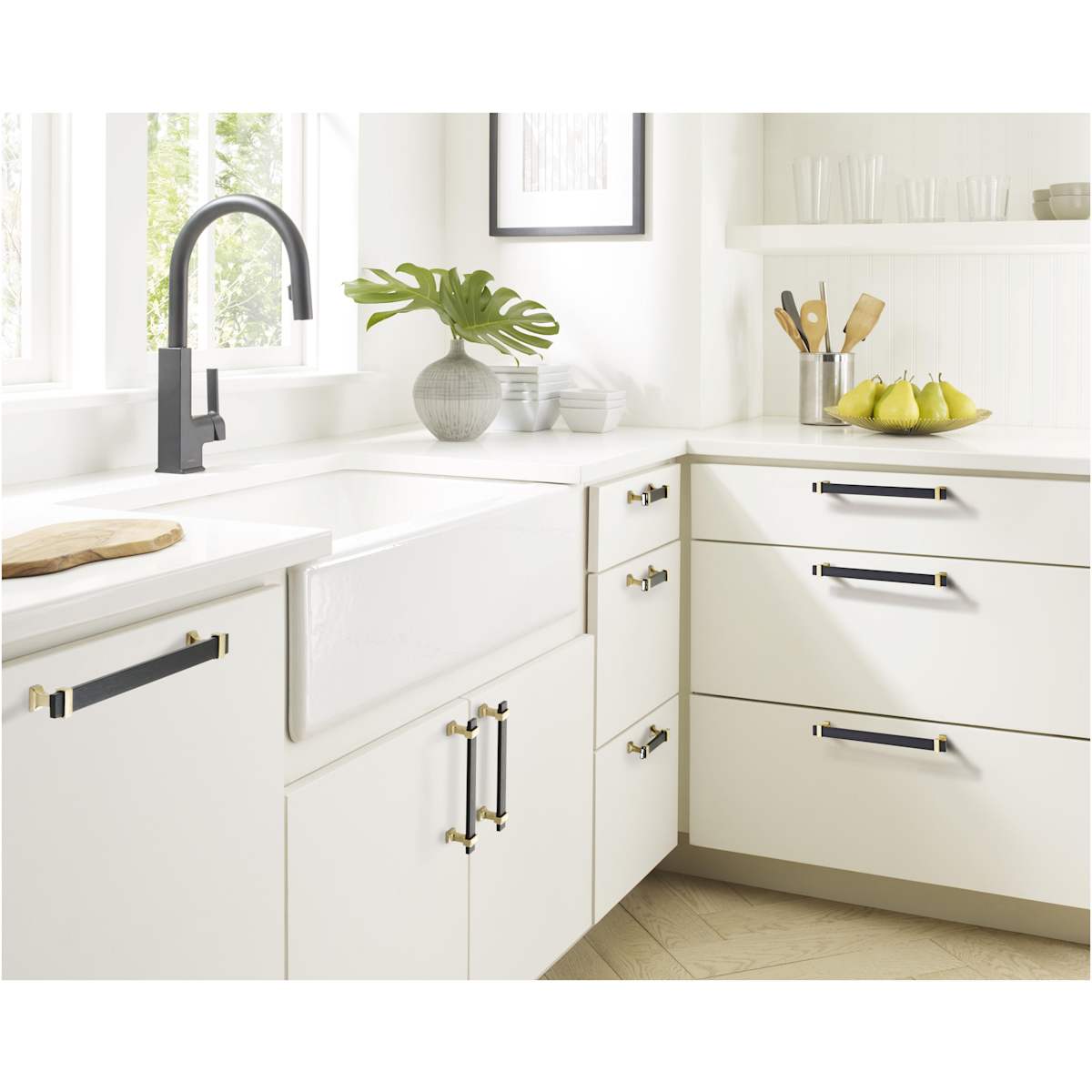 Amerock - BP36682BMBBBZ - Overton 5-1/16 Inch Center to Center Bar Cabinet Pull in Brushed Matte Black / Golden Champagne