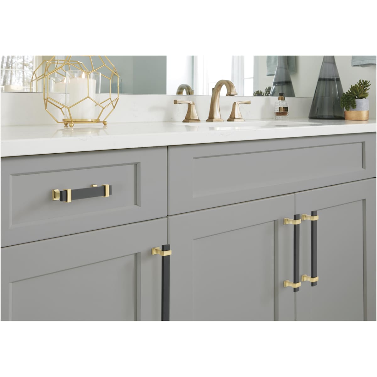 Amerock - BP36682BMBBBZ - Overton 5-1/16 Inch Center to Center Bar Cabinet Pull in Brushed Matte Black / Golden Champagne