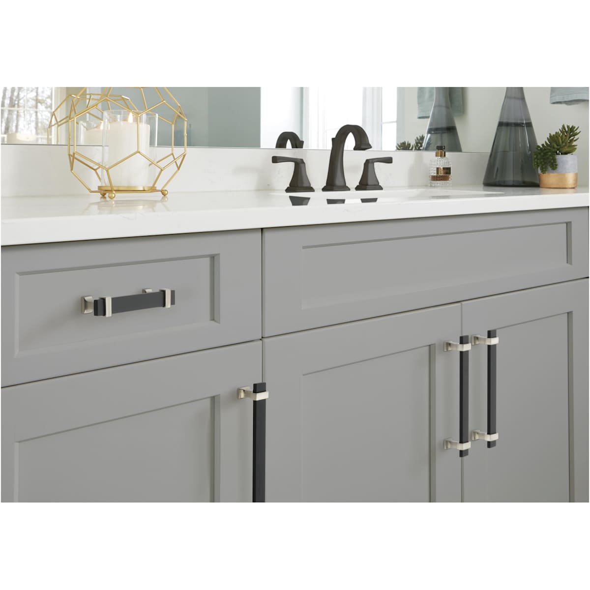 Amerock - BP36682BMBBBZ - Overton 5-1/16 Inch Center to Center Bar Cabinet Pull in Brushed Matte Black / Golden Champagne