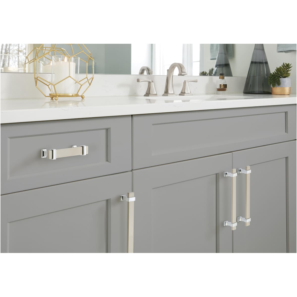 Amerock - BP36682BMBBBZ - Overton 5-1/16 Inch Center to Center Bar Cabinet Pull in Brushed Matte Black / Golden Champagne
