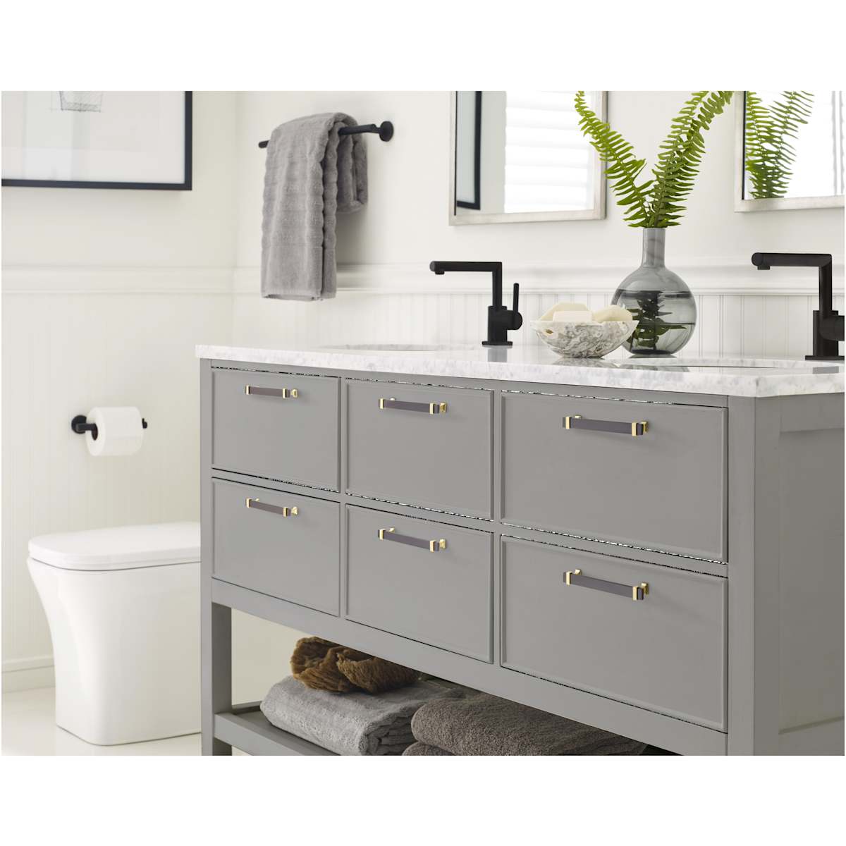 Amerock - BP36683BGLG10 - Overton 6-5/16 Inch Center to Center Bar Cabinet Pull in Brushed Gold / Satin Nickel