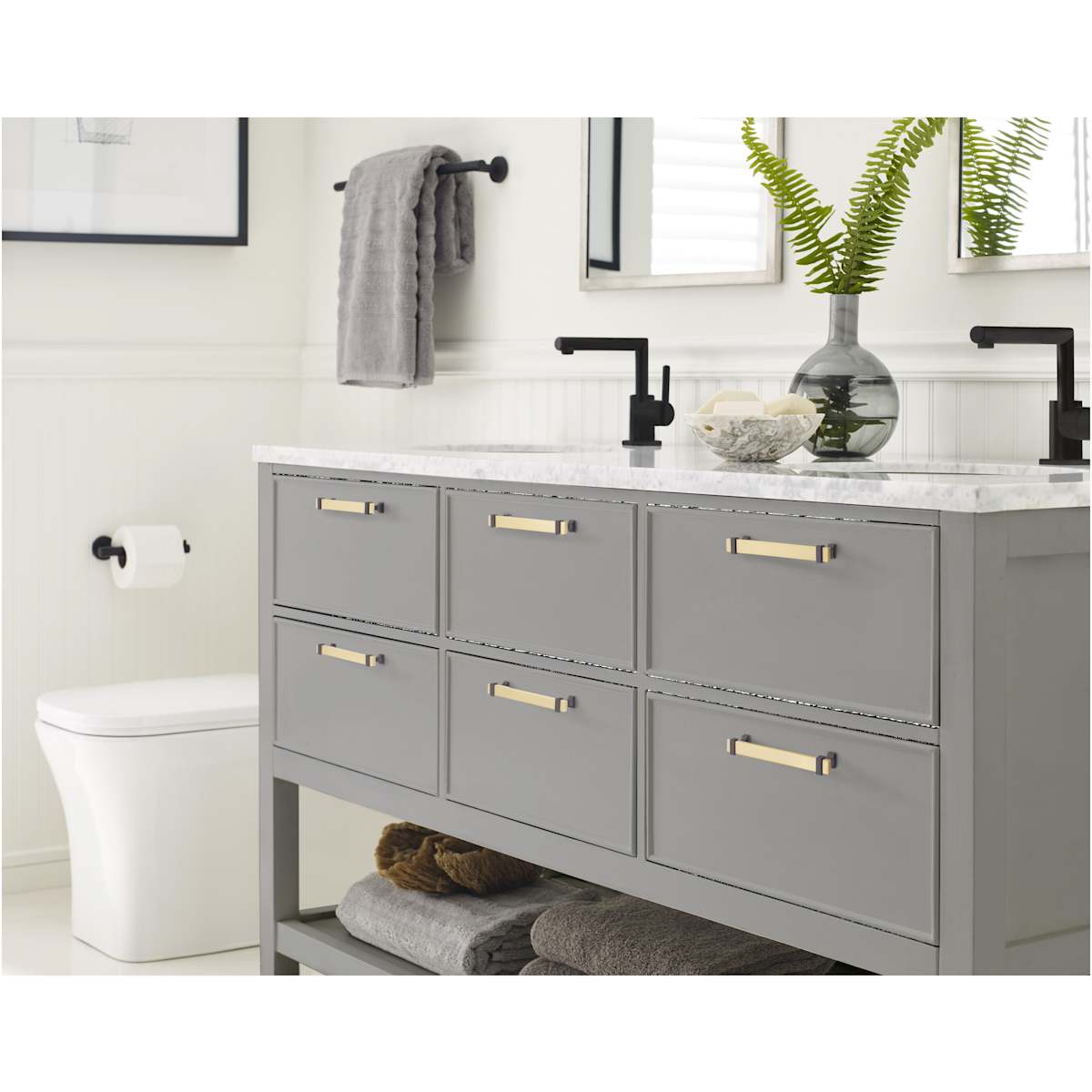 Amerock - BP36683BGLG10 - Overton 6-5/16 Inch Center to Center Bar Cabinet Pull in Brushed Gold / Satin Nickel