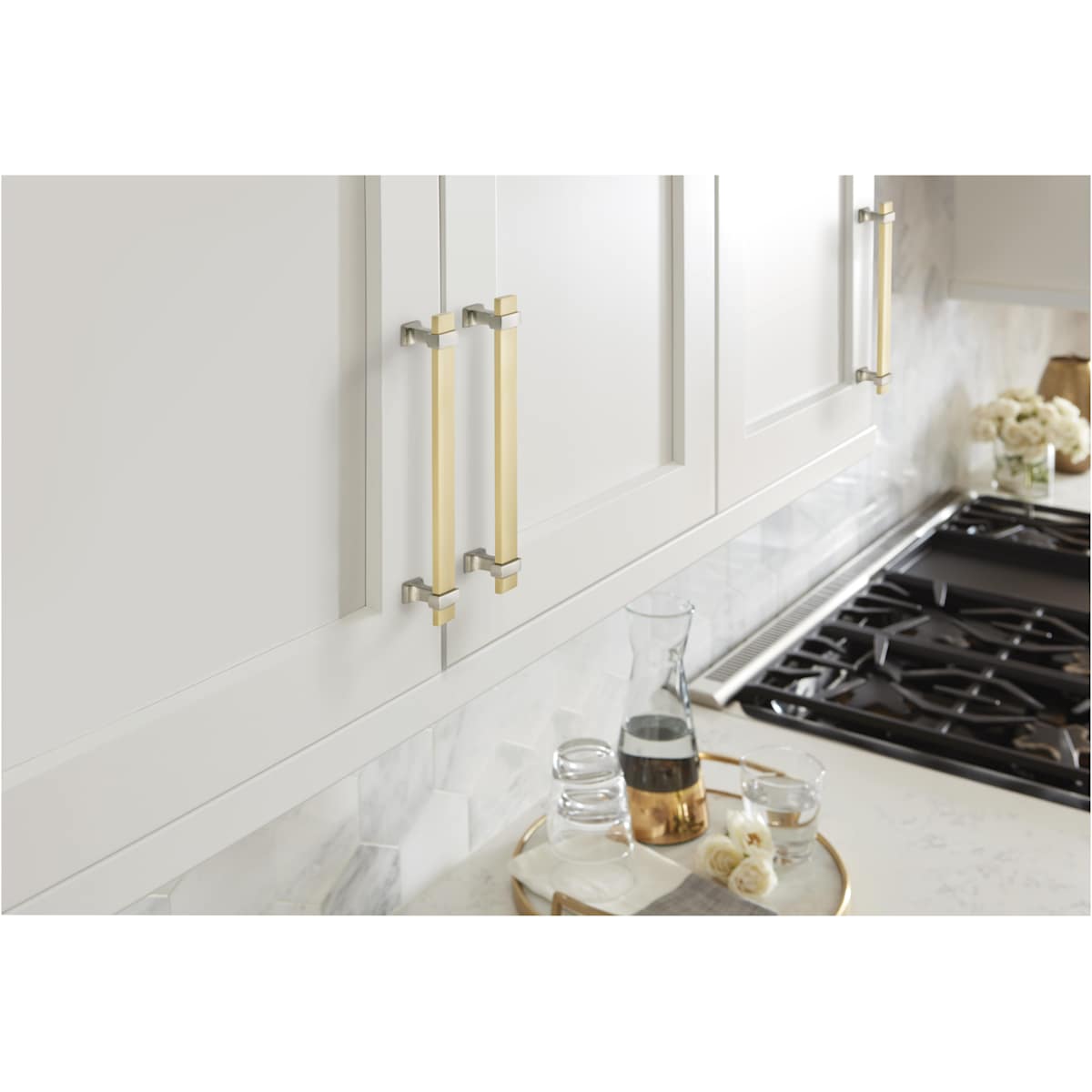 Amerock - BP36683BGLG10 - Overton 6-5/16 Inch Center to Center Bar Cabinet Pull in Brushed Gold / Satin Nickel